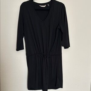 Soft Surroundings Black V-Neck Dress with Drawstring